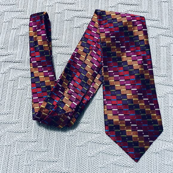 Altea Other - Altea maroon geometric print Italian silk tie